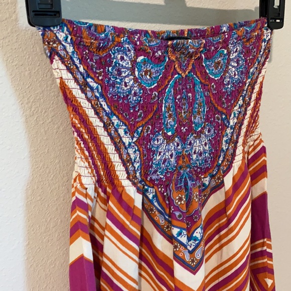 Moroccan Summer Strapless Sundress Bohemian Vacation Beach Sz S - Picture 3 of 7